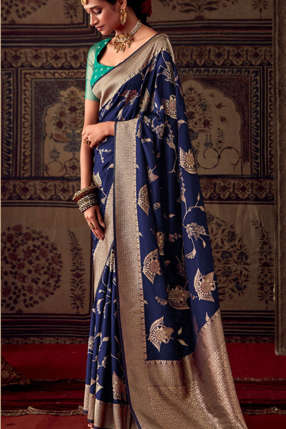 Royal Blue Banarasi Saree_1