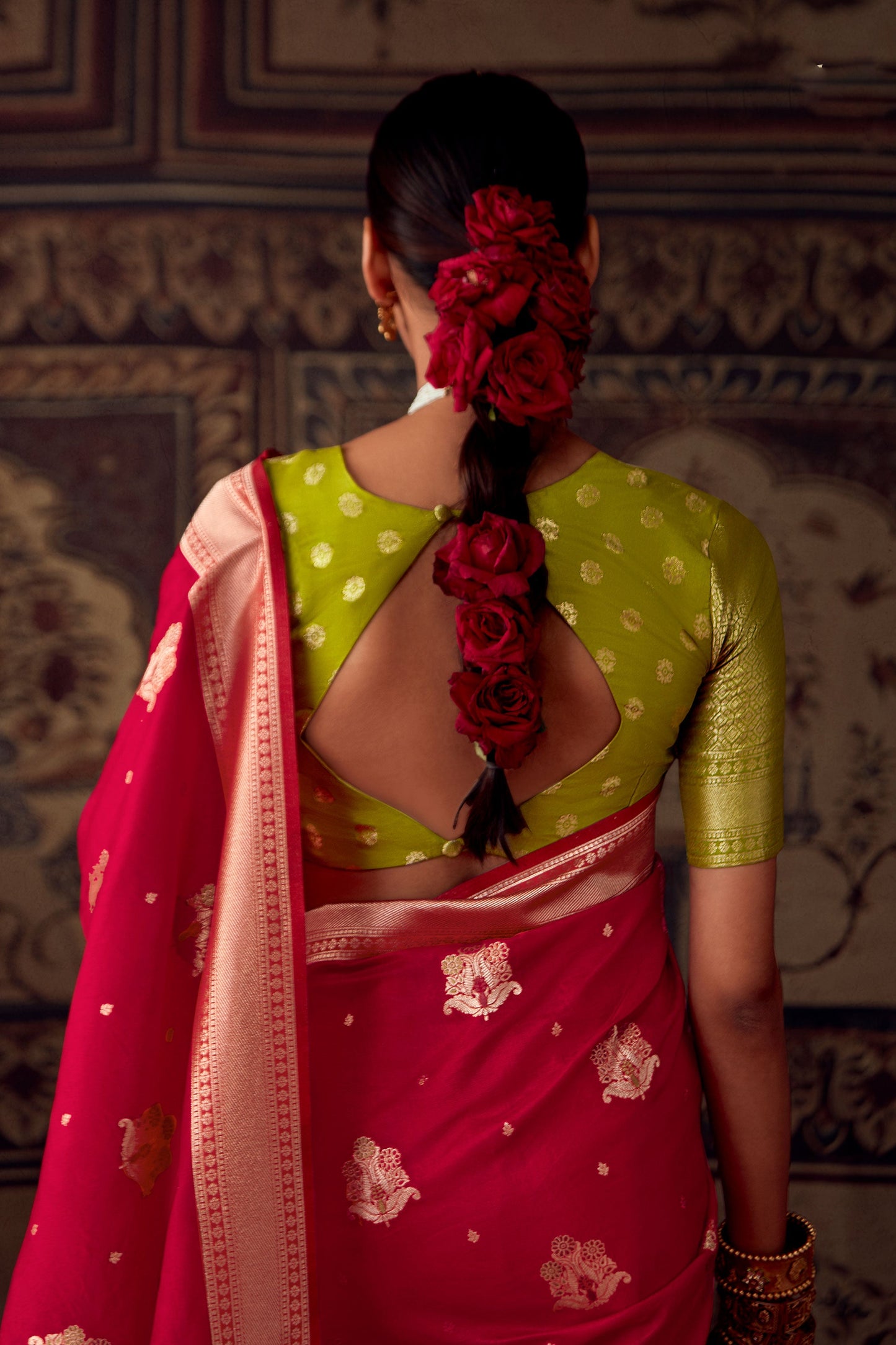 Ruby Red Banarasi Saree_3